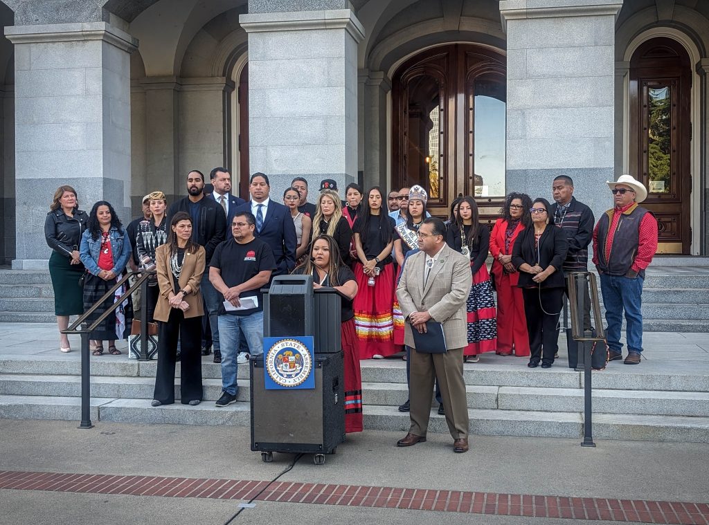 Tribal leaders gather for a press conference regarding MMIP.